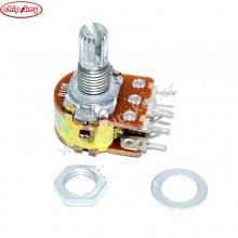 WH148 Linear Potentiometer 15MM Shaft With Nuts Washers Dual Line 6Pin WH148 B1K B2K B5K B10K B20K B50K B100K B250K