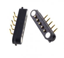 Bend 1 Pair Magnetic Connector Spring Pogo Pin 5 Position Pitch 2.54 MM Board Mount Male Female