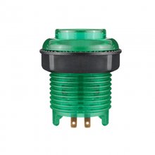 28mm arcade Transparent push Button with 5V Super bright LED - GREEN